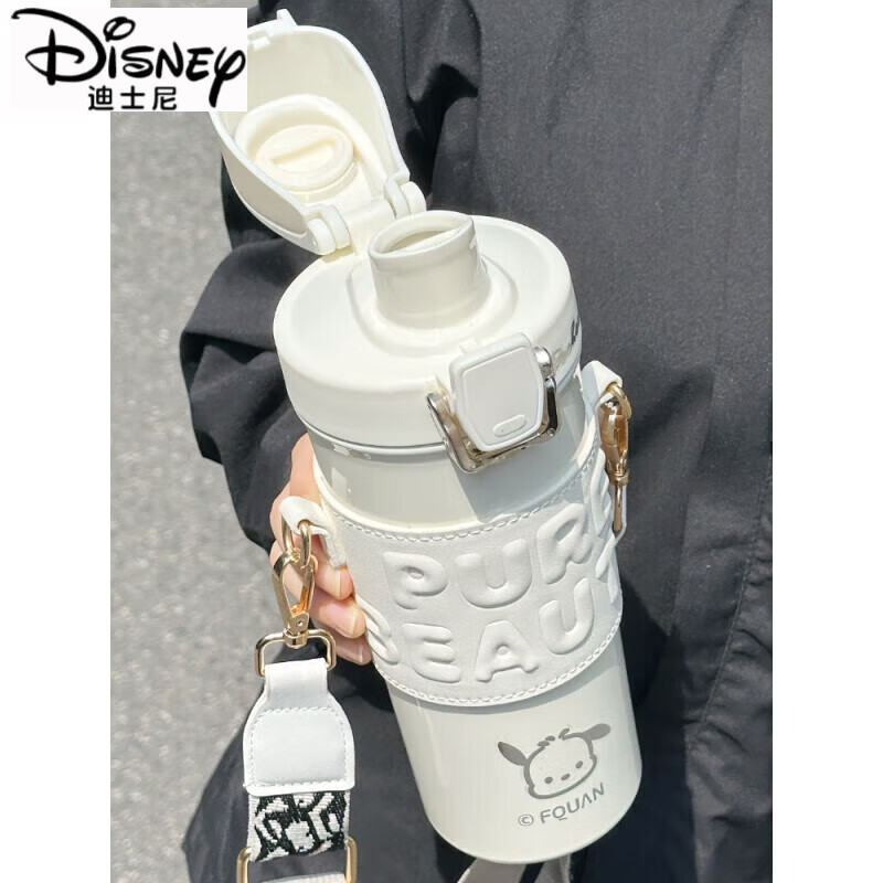 迪士尼（Disney）大容量保温杯ins风女生双饮水杯斜跨便携学生2025新款情侣款杯子 粉色(赠五个立体贴+凯蒂猫 680ml