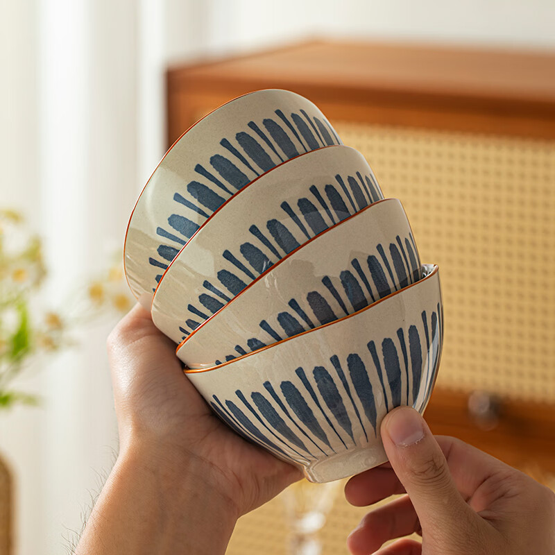 yomerto日式釉下彩米饭碗家用2025新款高颜值餐具陶瓷碗具吃饭碗面碗汤碗 【云澜釉下彩】4.5英寸碗2个装 无规格