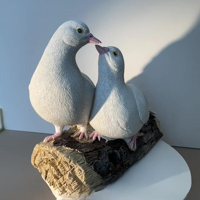 新款新款两只和平鸽子摆件白鸽雕塑小鸟工艺品户外花园庭院手工 两只