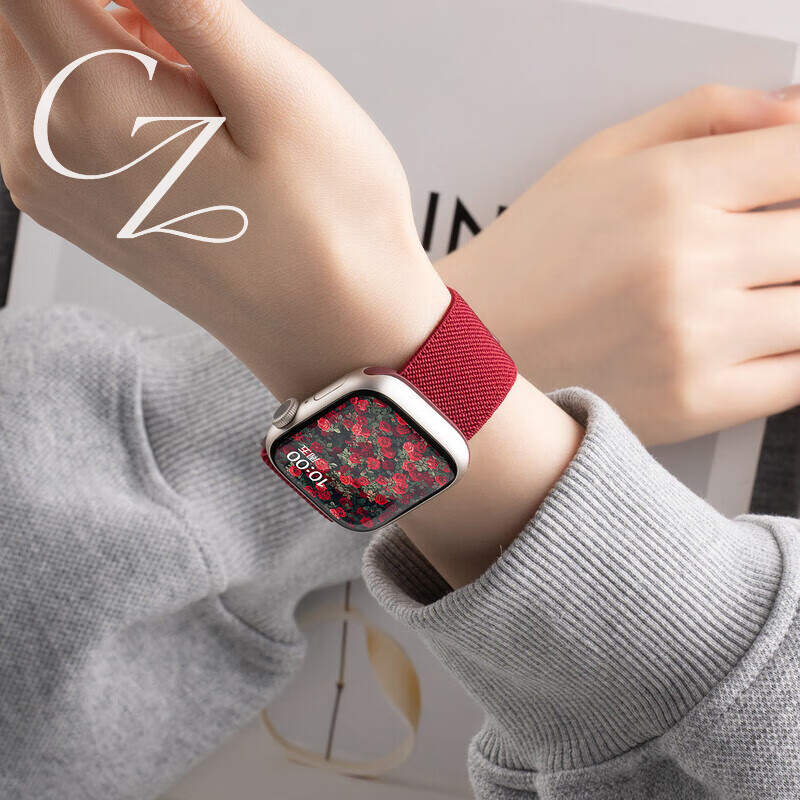 适用苹果S11表带编织s10磁吸applewatch678代iwatch9运动ultra3 橄榄绿尼龙 磁吸表带+手表表膜 适用ultra1/2/3 49mm