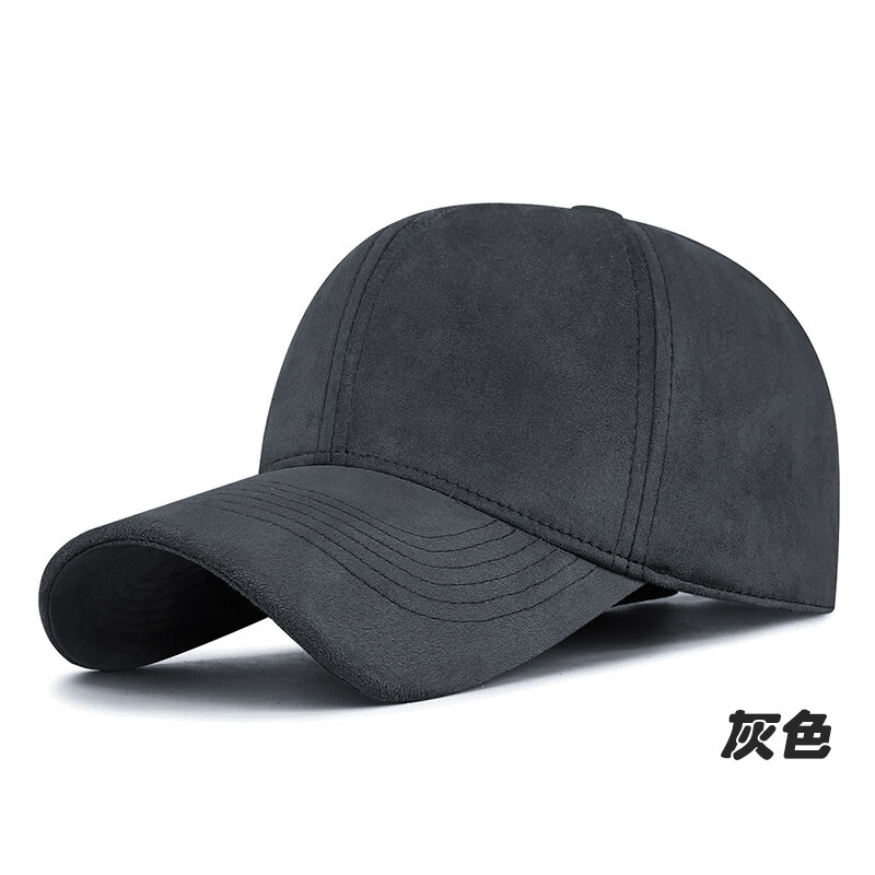 趣丝羽秋冬季新款加绒二棉棒球帽男女士丝绒超柔毛绒布料纯色保暖鸭舌帽 灰色