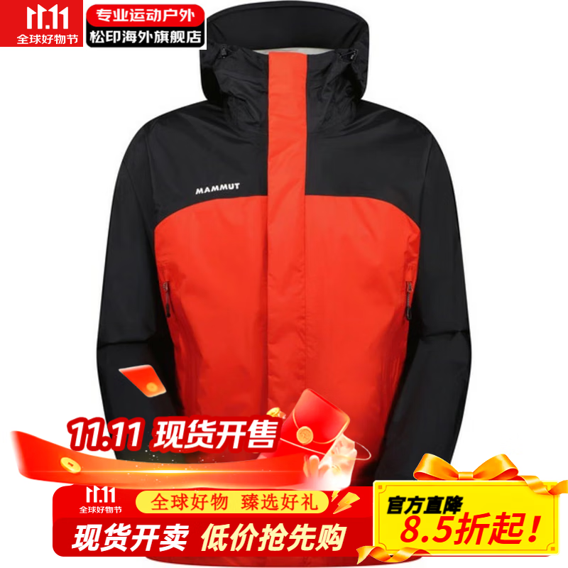 猛犸象（MAMMUT）MAMMUT男士休闲外套夹克连帽户外防风衣101028651-3777 日本直邮 3777：MAMMUTRED／BLACK L