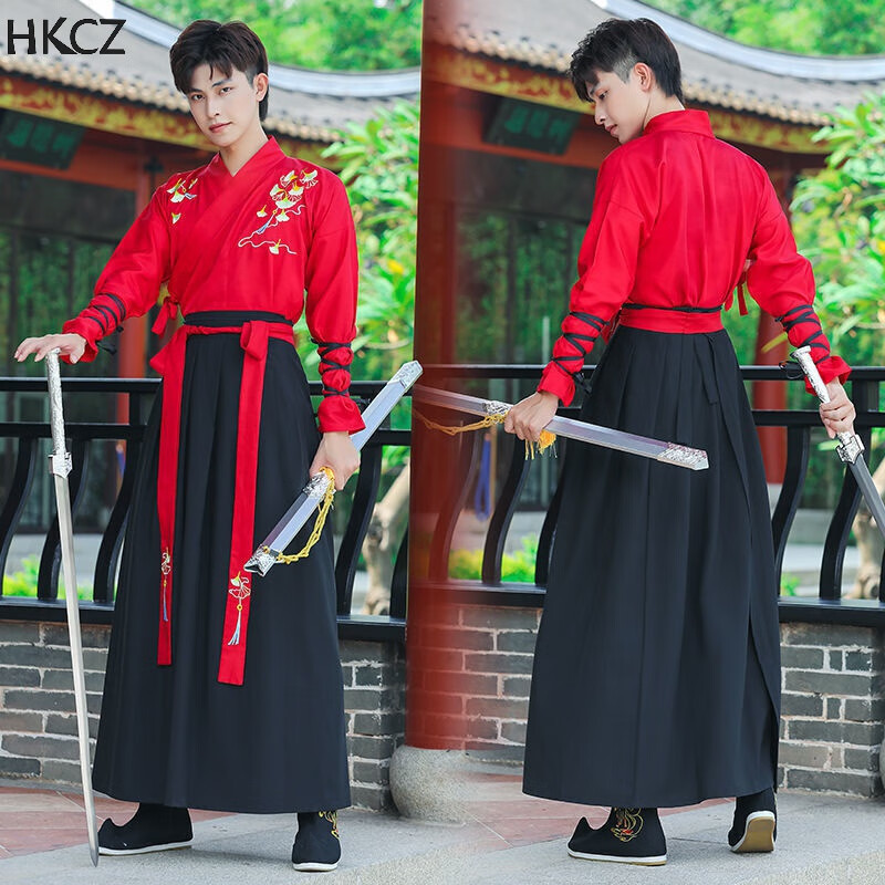 hkcz新品中国风宋制汉服男款汉服男古风武侠剑客男士夏季大码学生班服