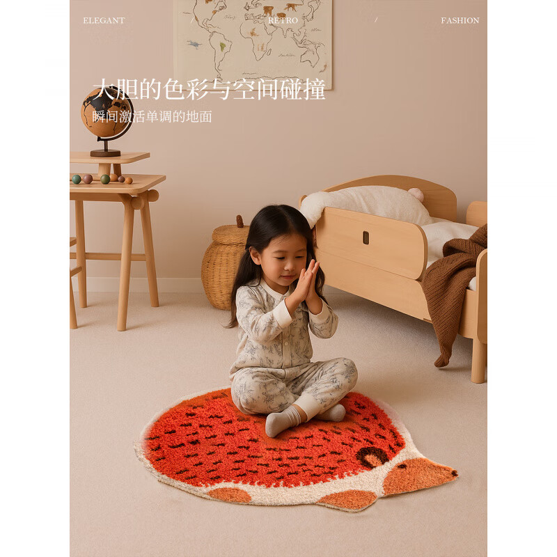 蜡笔派（Nabis）刺猬地垫异形床边多巴胺儿童房可爱毛绒地垫卧室床边装饰垫 刺猬-地垫 60cm*90cm