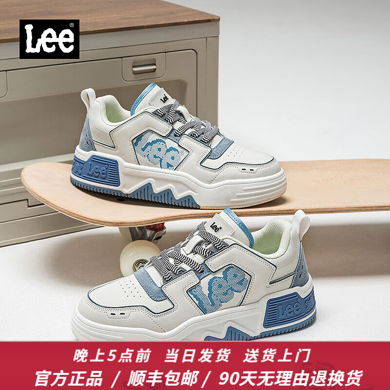 Lee男鞋秋季新款百搭休闲鞋男时尚潮流面包鞋户外运动鞋透气增高板鞋 蓝色 41 【偏大/请拍小一码】