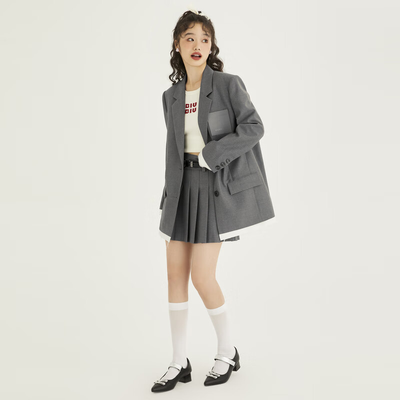 乐町简约廓形西装 灰色(预售2) XL