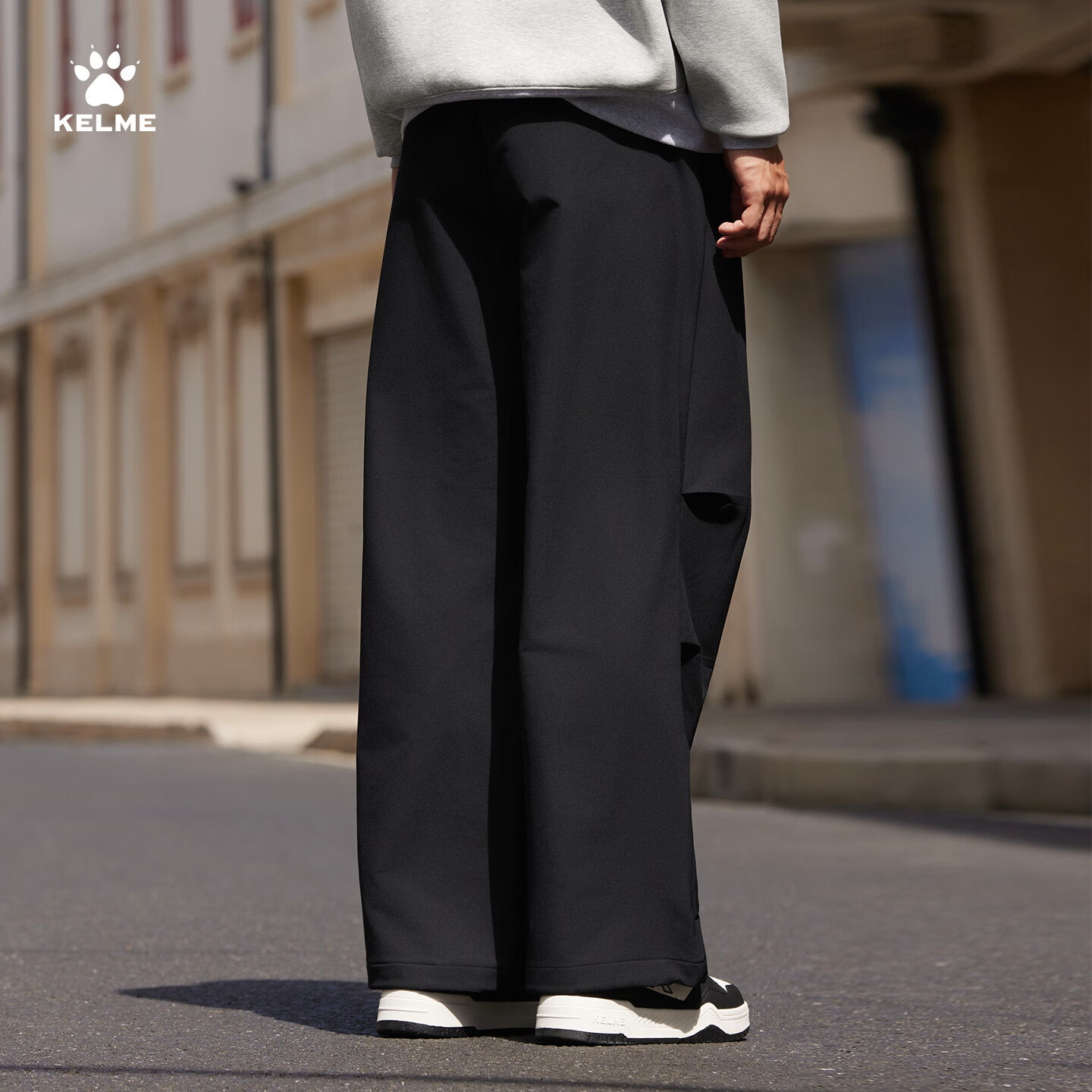 卡尔美（KELME）加厚工装裤机能伞兵裤宽松肌理潮流拖地直筒裤抽绳束脚休闲裤 玛瑙黑 3XL