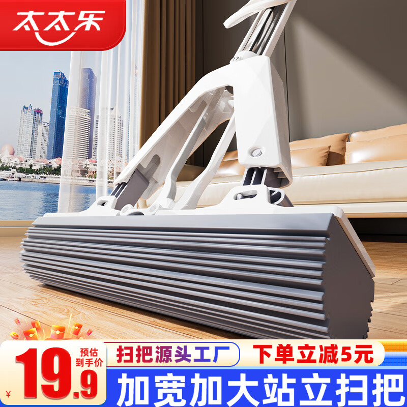 太太乐拖把28cm+1个棉头家用一拖净免手洗新款吸水拖地神器胶棉干湿拖布