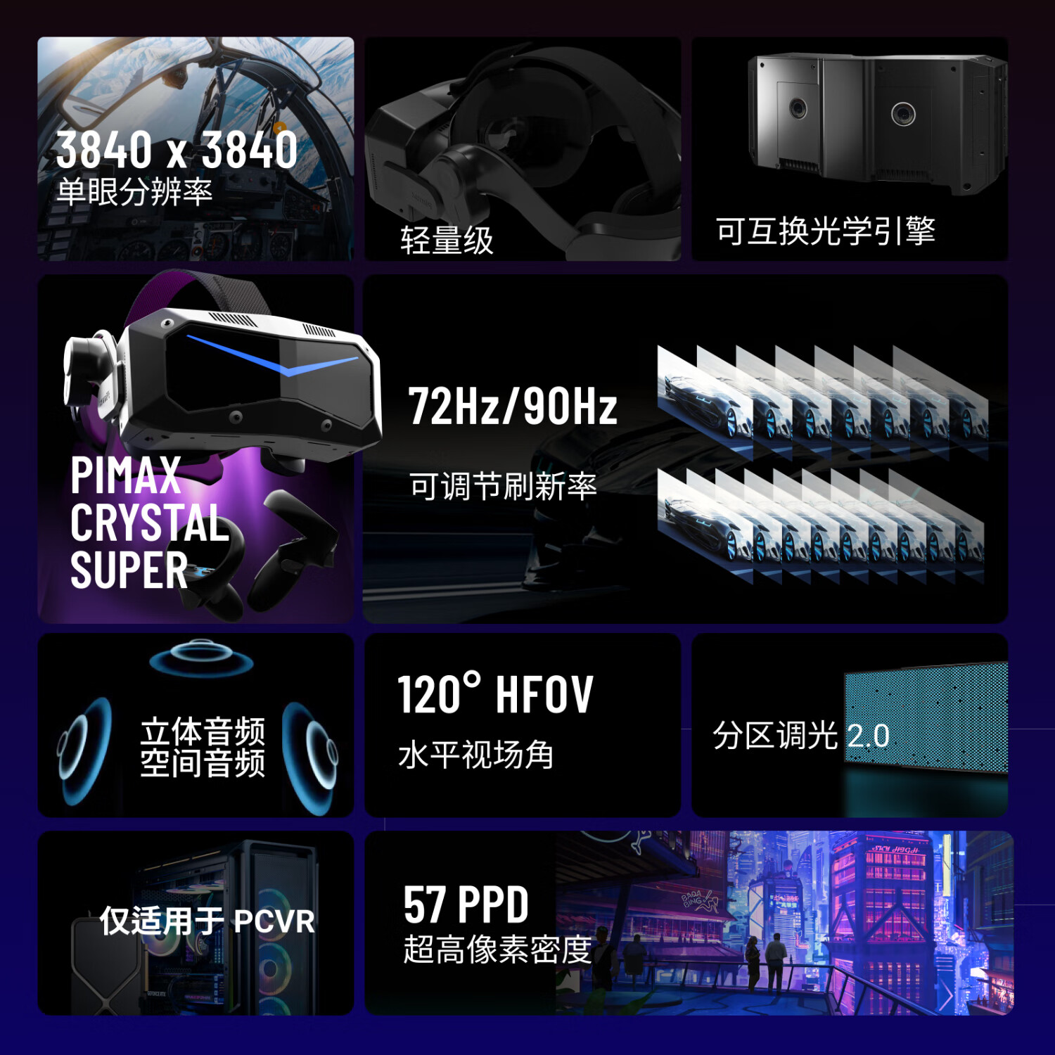 PiMAX小派新品 Crystal Super 57PPD(合约版)超高PPD无纱窗感PCVR大FOV智能眼镜双目8k清晰度非一体机 Crystal Super 57PPD(全款版) Crystal super 57PPD系列
