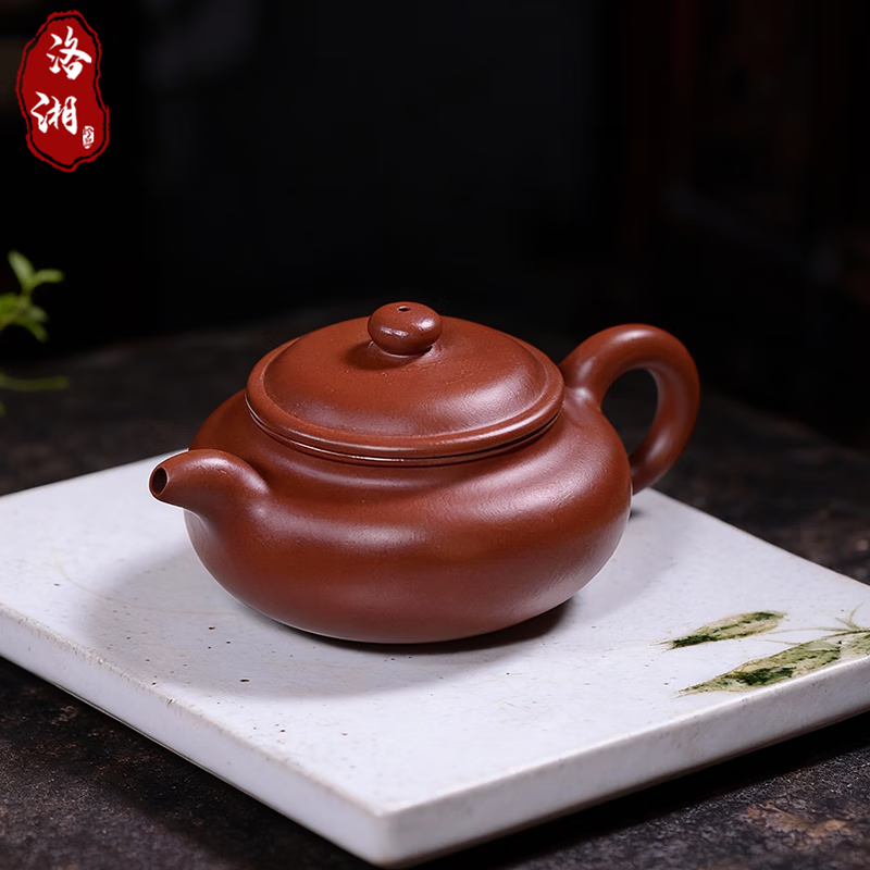 洛湘宜兴紫砂壶高端名家万菊芬全手工原矿黄龙山朱泥大红袍泡茶壶收藏