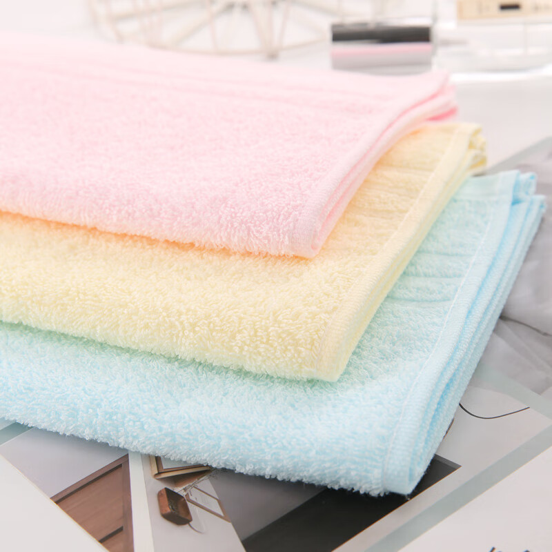 金号纯棉4条A类毛巾新疆棉洗脸成人柔软吸水婴幼儿可用企业福利团购 70*34cm红黄蓝混色 4条