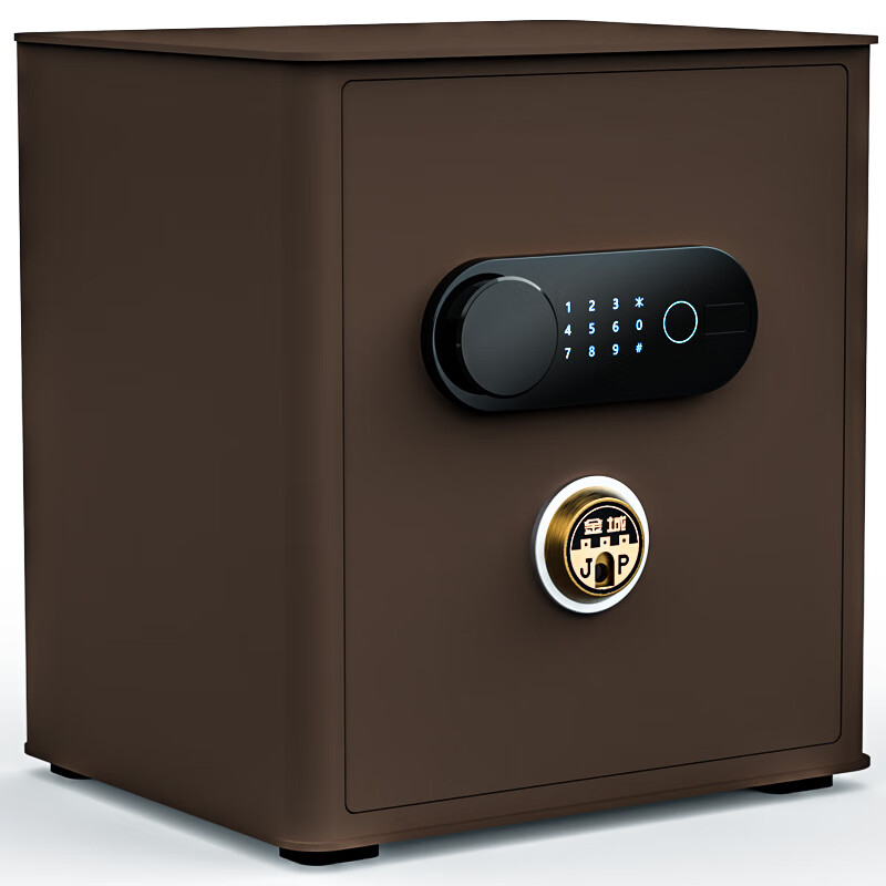 金城保险柜家用智能WIFI保险箱小型40CM机械指纹密码财务办公室商用保管箱存钱重防搬盗走固定隐藏柜褐