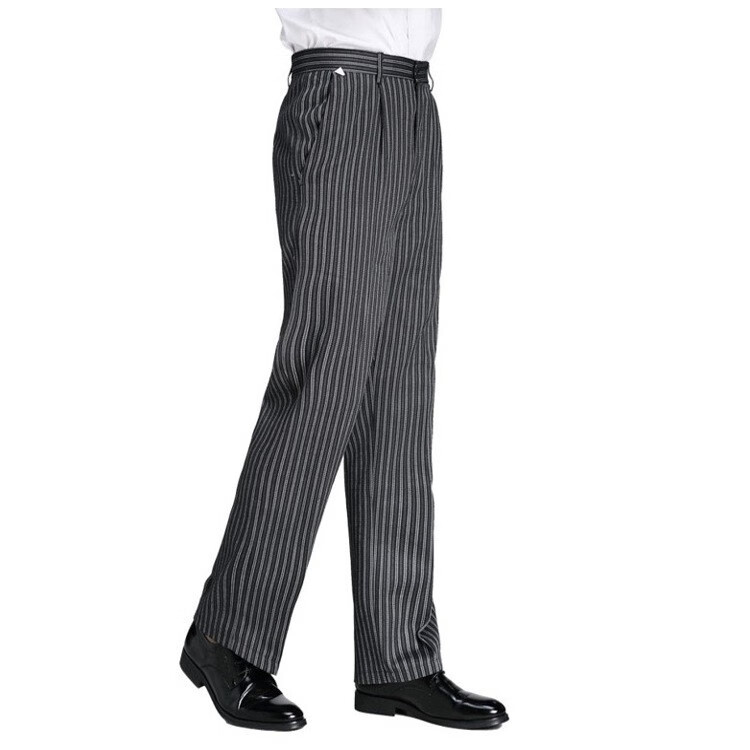 勤思路廚房工作褲男廚師工作服褲子男士秋冬寬松耐磨耐穿餐廳酒店廚師褲 斑馬褲【兩側松緊】 M （2尺2）