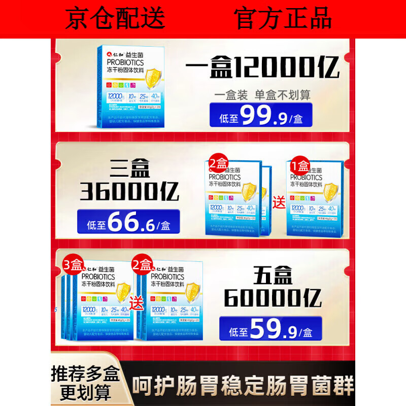 仁和益生菌大人女性儿童孕妇成人肠胃肠道官方旗舰店非调理冻干粉 1盒胖东来线上超市京自东营官方旗舰店