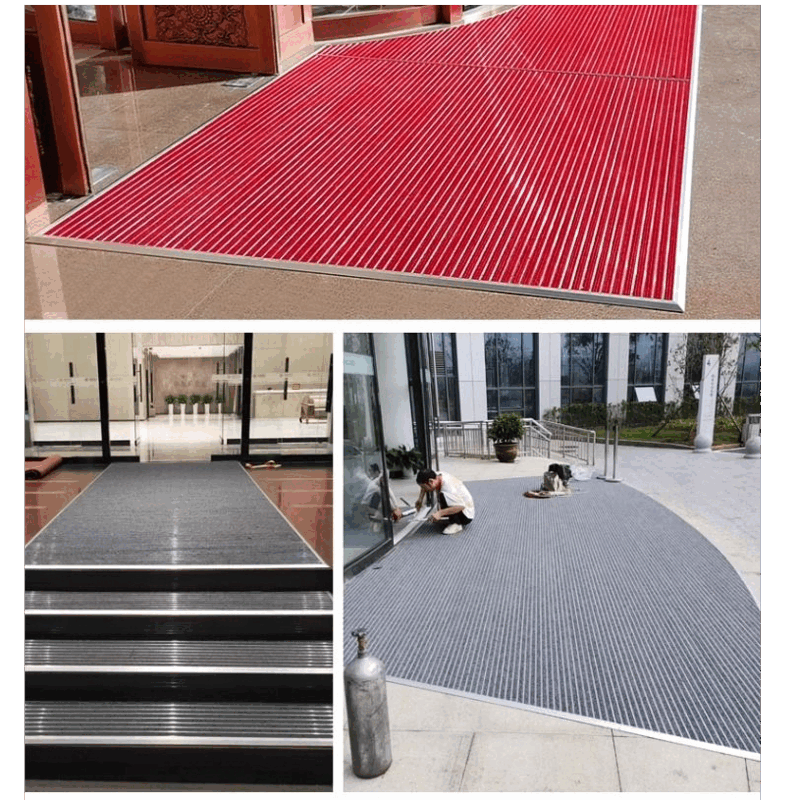铝合金地垫入户门室外吸水除尘防滑地毯耐磨刮泥脚垫地毯门垫耐用 平铺式-灰色 60*90CM【常规尺寸】