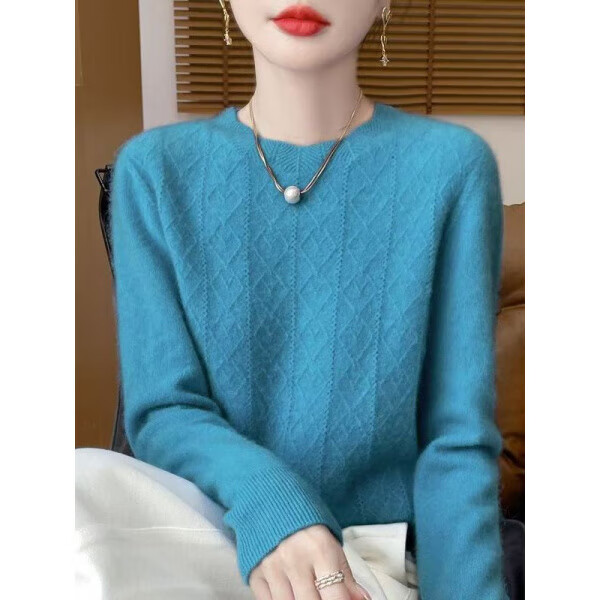 鄂尔多斯市羊绒衫女秋冬新款圆领低领套头宽松毛衣针织羊毛衫外穿 南瓜色 4XL 152-165斤