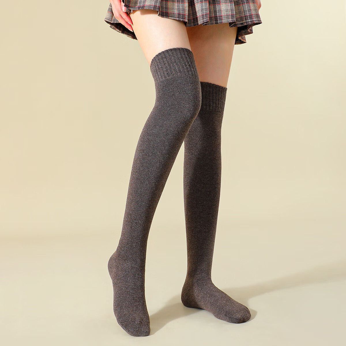 六月玫瑰[3双装过膝袜】加厚地板袜过膝袜女长筒袜秋冬袜子女秋冬 黑+深灰+咖啡 均码