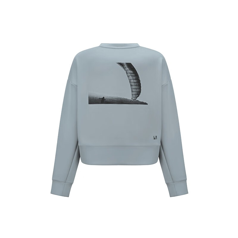 缓坡俱乐部 户外印花卫衣女 滑翔伞原创印花 空气层轻柔抗皱 短款 徒步露营 矿石灰 XL(175/96A)