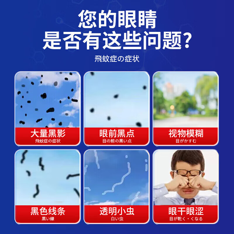 同仁堂飞蚊症专用眼药水滴眼液药水玻璃体混浊眼前黑影氨碘肽进口药水 特效1盒【多买多送】