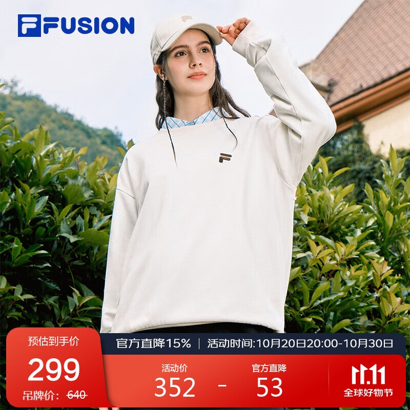 FILAFUSION斐乐潮牌情侣款套头卫衣2025秋休闲宽松针织上衣