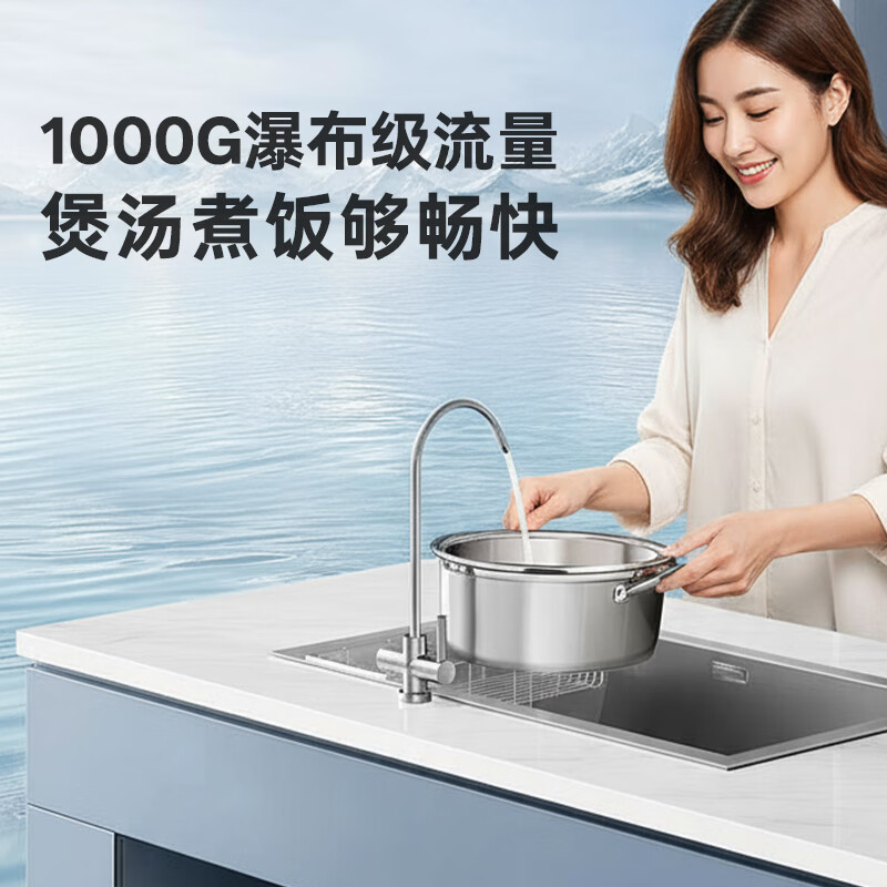 洁净世家净水器小白鲸1000G 3年长效RO反渗透膜过滤器 厨房台下家用直饮净饮一体机 【小白鲸青春版】1000G 3年长效RO膜