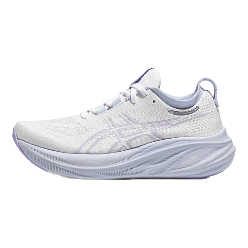 亚瑟士ASICS女子缓冲跑鞋GEL-NIMBUS 26 白色/紫色37.5