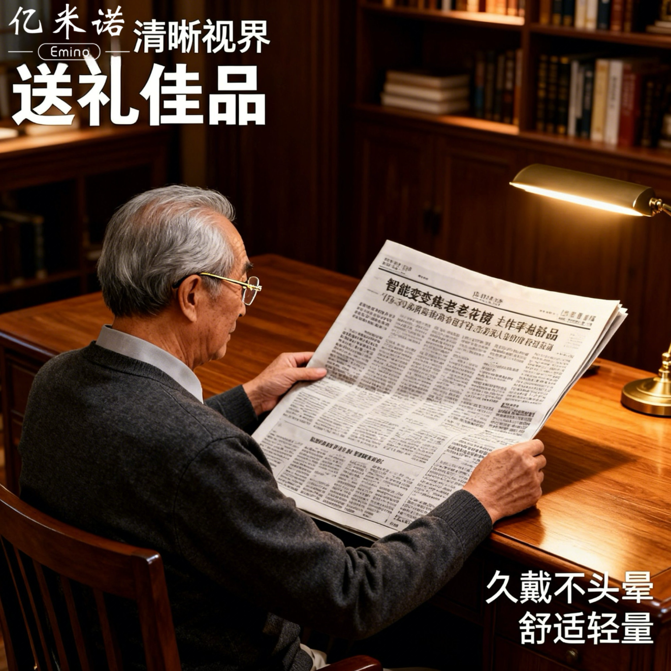 亿米诺 EMINO无框老花眼镜 时尚女款多功能自动变焦高清眼镜  【高清防蓝光】 