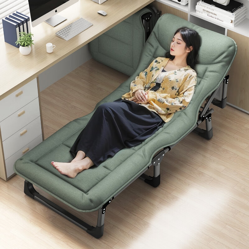 折叠床单人床午休躺椅简易小巧办公室小工位午睡床行军 【翠玉绿】【75宽自带3D枕头】四挡调节
