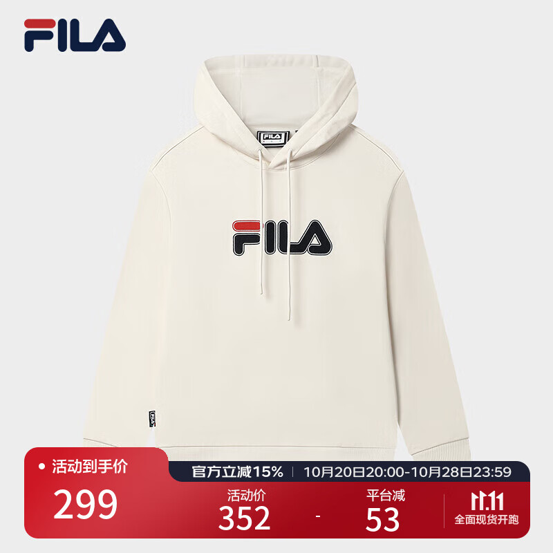 FILA斐暖科技|斐乐官方连帽卫衣2025冬新款加绒保暖针织长袖男女同款 蒸汽白-IV M M 170/92A