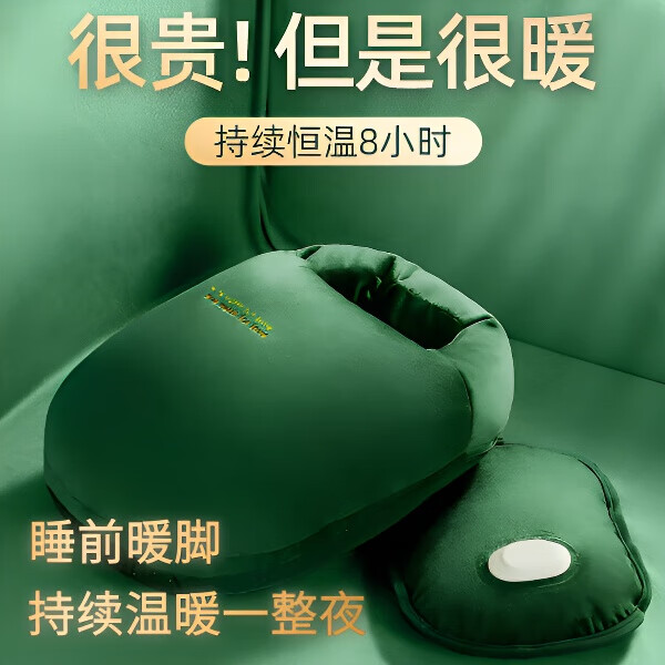 AILUKI日本暖脚宝床上睡觉被窝用充电热水袋取暖足冬天保暖捂热敷暖水袋 叶子绿【持续暖脚8h】高密度丝绒 可拆洗