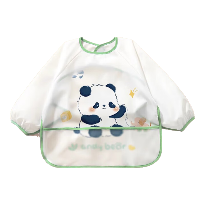 爱贝迪拉（AIBEDILA）宝宝罩衣儿童秋冬外穿婴儿男宝吃饭围兜防水防脏围裙男女反穿衣 【长袖款】丛林国宝熊-加大饭兜 100码