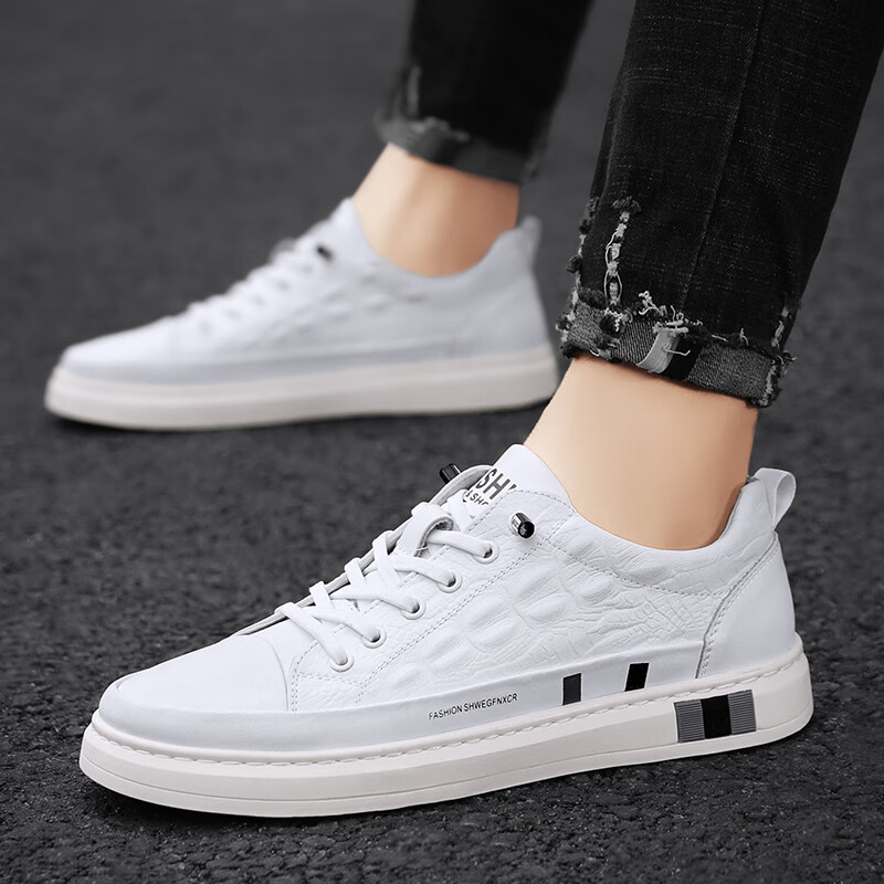 回力瑞西装白色板鞋休闲鞋不用系鞋带男鞋配牛仔裤的鞋子西裤小白鞋男