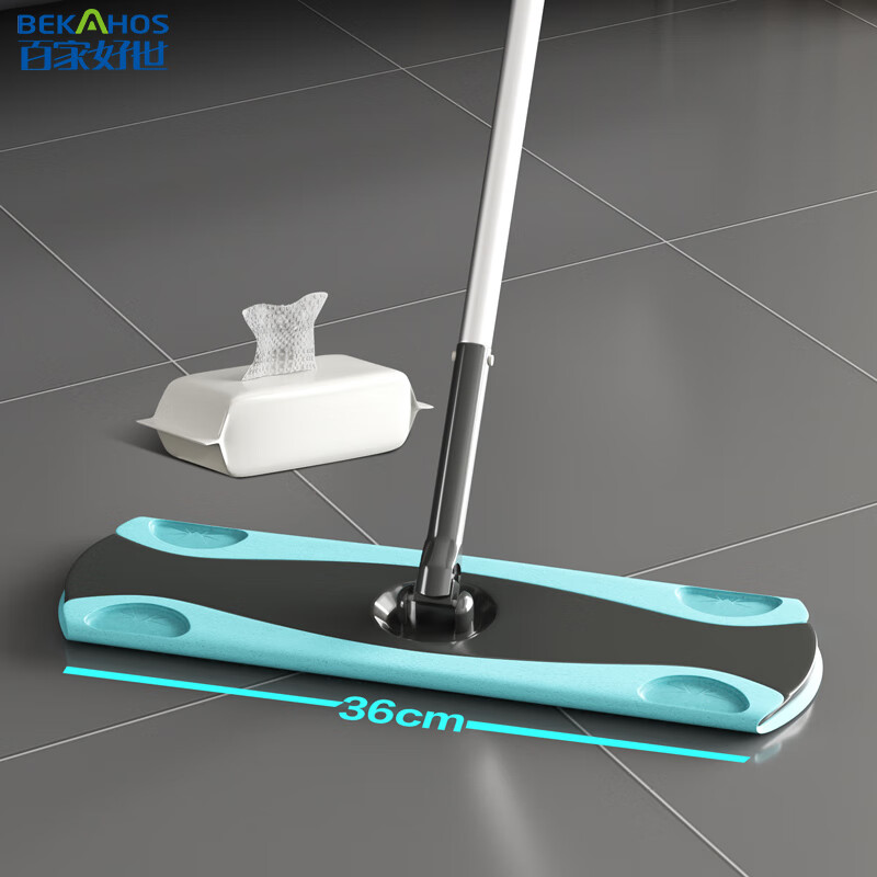 百家好世 平板拖把36CM1包干巾静电除尘一次性干湿两用平板拖布免手洗套装