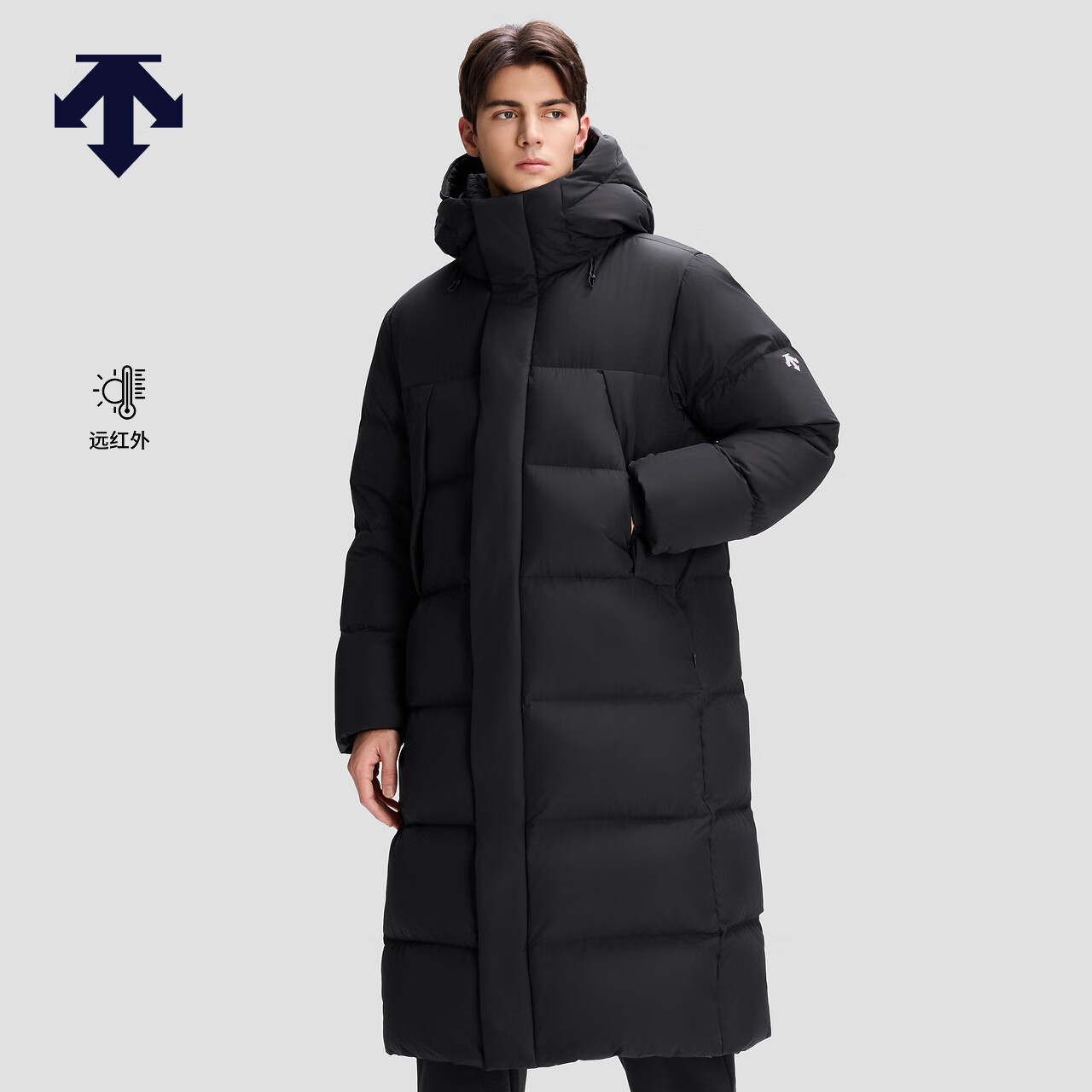 DESCENTE迪桑特SKI STYLE运动休闲男士远红外保暖鹅绒长款羽绒服 BK-黑色 L (175/96A)