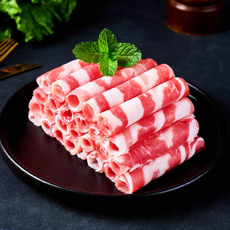 趣尝鲜进口原切肥牛卷2斤 生鲜牛肉 牛肉片牛肉卷火锅食材