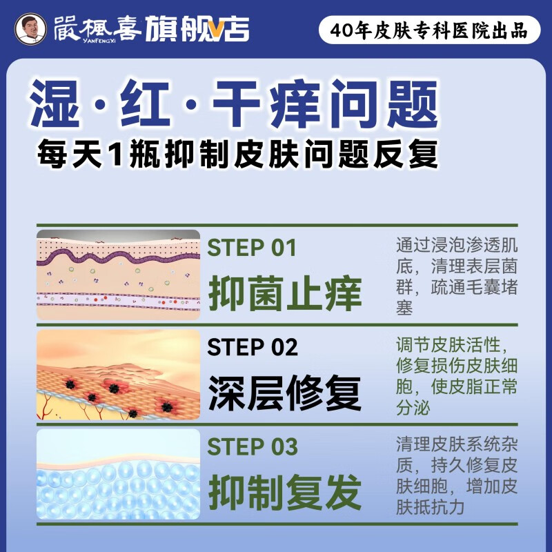 严枫喜益肤草本洗液 外洗皮肤瘙痒阴部瘙痒止痒祛湿专用中药抑菌洗液 10瓶装【1个周期用量】