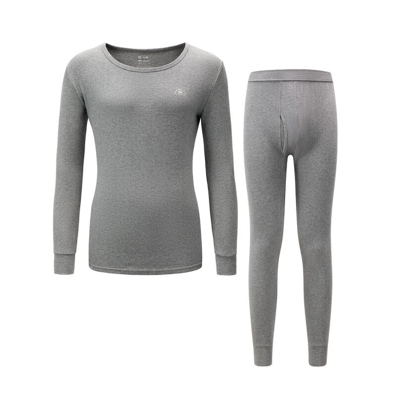 芬腾保暖内衣【纯棉 防静电】2025情侣圆领温暖打底套装秋衣秋裤 男款-麻灰 XL