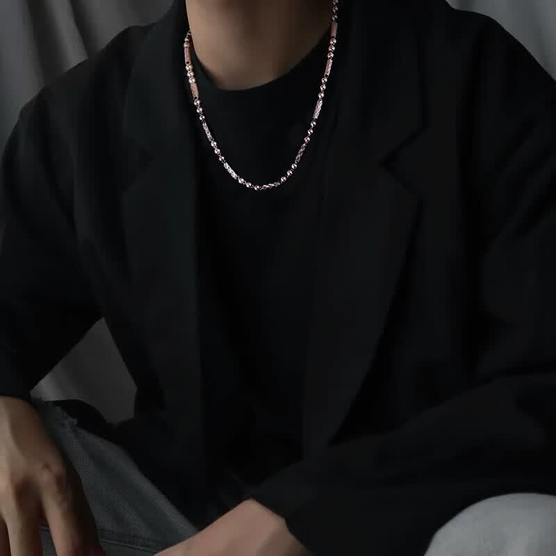中国黄金霸气足银项链男士时尚素链锁骨链生日礼物送男友老公爸爸实用大气 至尊男士项链4n55CM