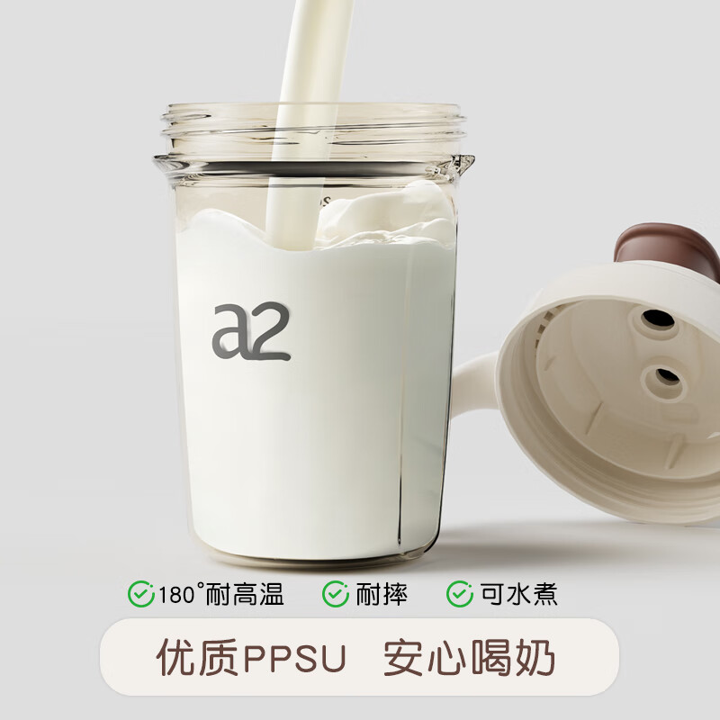 A 2儿童水杯无阀学饮杯牛奶杯一岁以上宝宝PPSU吸管杯直饮奶瓶喝奶杯 无阀PPSU直饮杯 260ml 白色