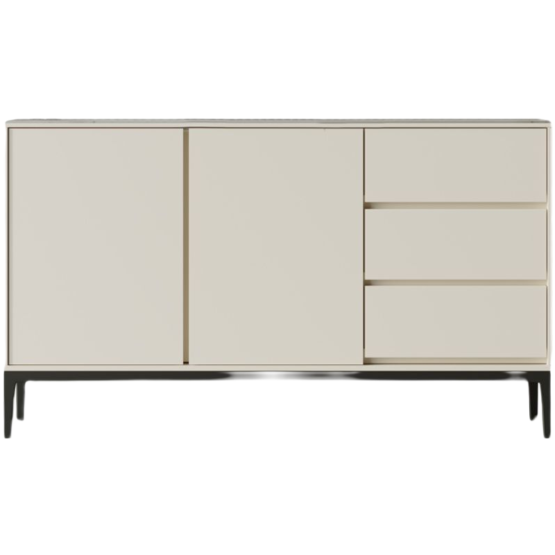 琪皓阁 轻奢实木餐厅卧室餐边储物柜多功能现代简约家用客厅阳台储物柜意式岩板餐边柜窄型 纯白色 80cm长*35cm深*85cm高