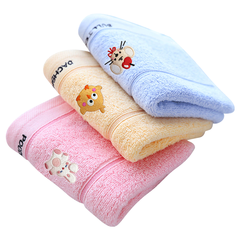 洁丽雅（Grace）A类儿童毛巾3条装纯棉卡通吸水毛巾洗脸面巾中巾 婴儿毛巾口水巾