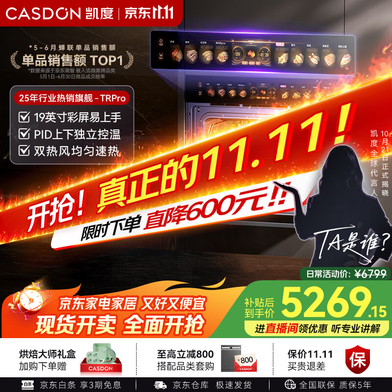 凯度（CASDON）【双热风】蒸烤箱一体机 19英寸画境大彩屏 嵌入式变频微蒸烤 2025新品 国家补贴SR52FDF24-TR Pro