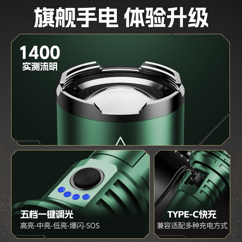 天火(SkyFire)【TOP1】苍龙二代强光手电筒防水便携变焦远射长续航户外防爆应急 4000毫安【苍龙二代】应急-防爆-抗摔