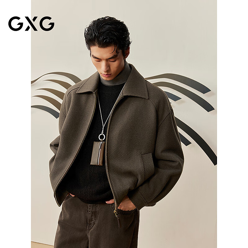 GXG男装 商场同款粗斜纹翻领夹克 2025年冬季新品G25X214089 卡其色 L