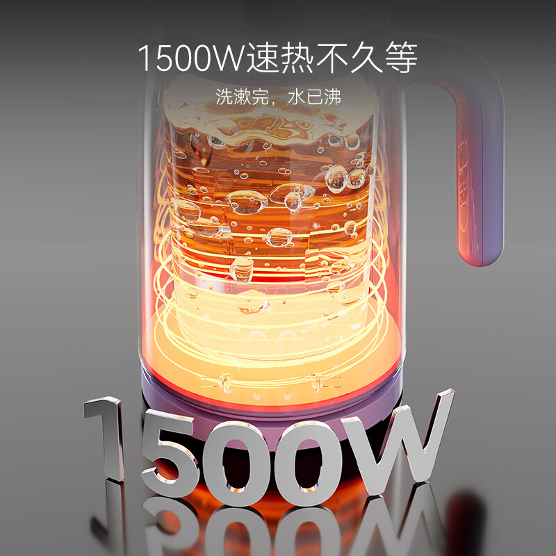 七彩叮当（QICAIDINGDANG）电水壶烧水壶 304不锈钢 1.5L小容量热水壶 双层防烫全钢无缝电热水壶 1.5L 【雪域白】五档调温