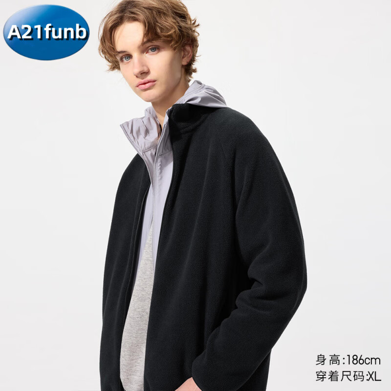 A 21 FUNB男装女装摇粒绒拉链茄克/长袖外套夹克25秋冬新款 09 黑色 XS 160/76A