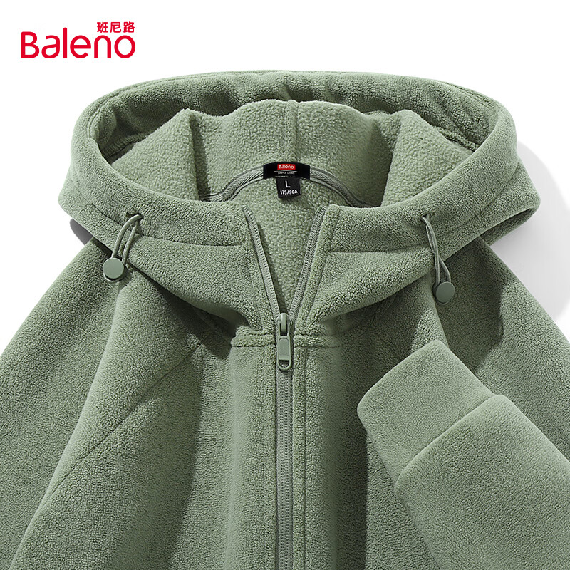 班尼路（Baleno）双面摇粒绒连帽外套男女款秋冬季简约百搭加厚夹克保暖拉链开衫