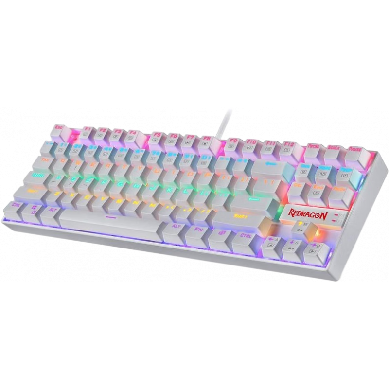 紅龍（REDRAGON） K552 有線(xiàn)游戲機械鍵盤(pán)彩虹RGB背光電競 防塵 適用于Windows 白色 茶軸