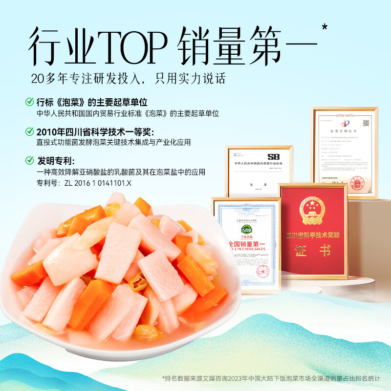 吉香居四川泡菜儿菜 传统老坛爽脆什锦萝卜片下饭减盐低脂泡菜酸辣爽口  【配料干净0添加】爽脆萝卜片320g*2袋