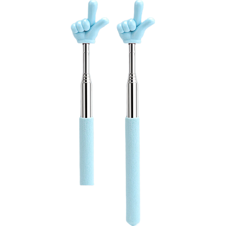 可伸缩教鞭教师专用儿童阅读指读棒小手指棒教具家用读书看书学习触屏幼儿园点读教棍教杆指示早教黑板钢琴 手指款2支 蓝色